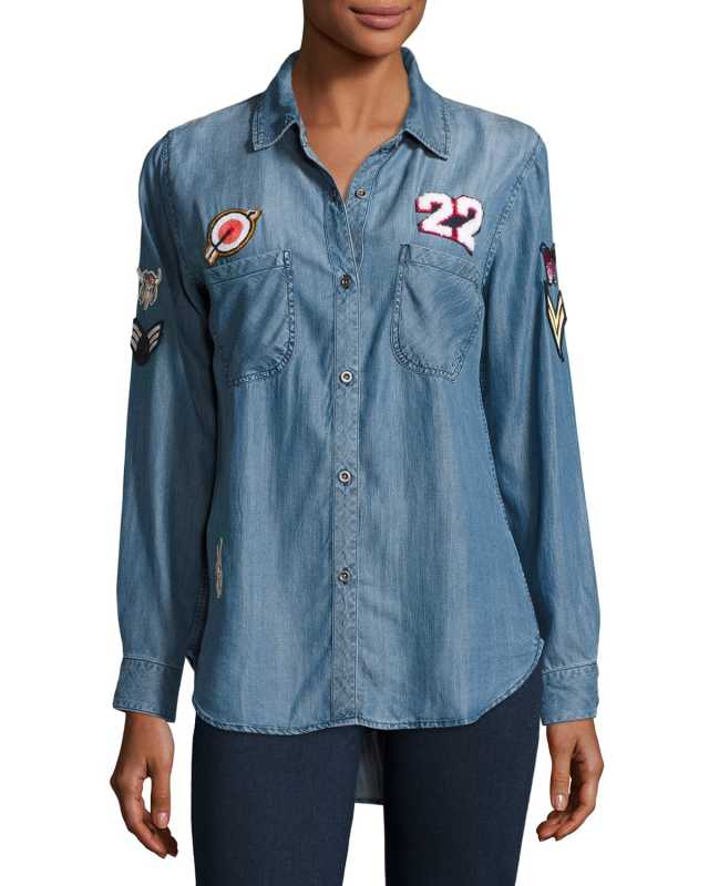 Carter Chambray Shirt w/Patches, Dark Vintage